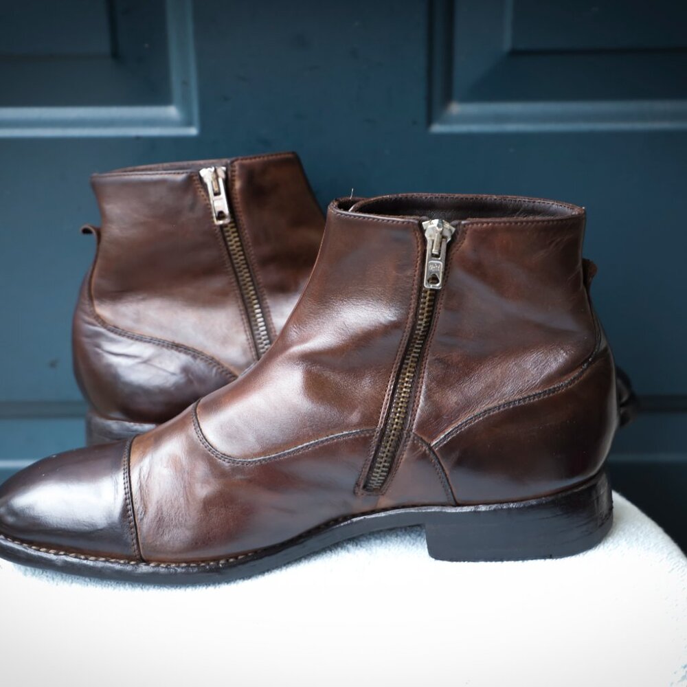Calzoleria Harris for Barneys Vintage 8.5 Brown Burnished Italian Cap Toe Mens B - Picture 5 of 13